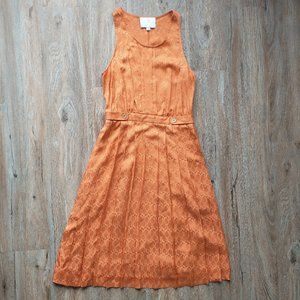NWOT Anthropologie Postmark Grand Slam 100% Silk dress, size US 8, Orange